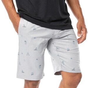 Travis Mathew Shipfaced Golf Shorts sz 38 Light Grey 11" Inseam Beer Party Drink
